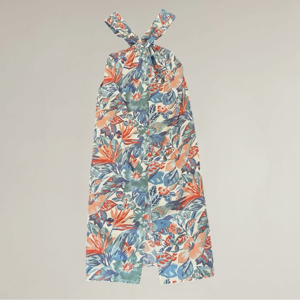 Faherty Blue Orange Bay Twist Halter Dress in Paradise Blossom Floral- Size M - Picture 4 of 10